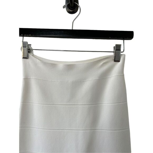 BCBGMAXAZRIA Alexa Bandage Skirt Stretch Ribbed Gardenia White Women's Size XS - Picture 2 of 5